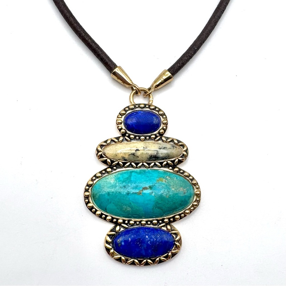 Studio Barse Turquoise, Lapis, and African Opal Southwestern Style Necklace